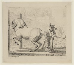 Dirk Maas, Dutch, 1659-1717, Fractious Horse Between Two Posts, between mid-17th and early 18th