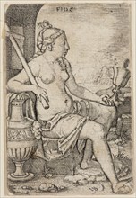 Master I. B., German, Faith, ca. 1530, engraving printed in black ink on laid paper, Sheet (trimmed