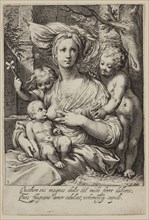 Jacobus Matham, Dutch, 1571-1631, after Hendrick Goltzius, Dutch, 1558-1617, Charity, 1597,