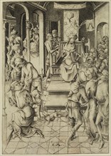 Israhel van Meckenem, German, 1450-1503, Christ before Caiaphas, between 1450 and 1503, engraving