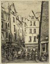 Charles Meryon, French, 1821-1868, La Rue Pirouette aux Halles, 1860, etching printed in black ink