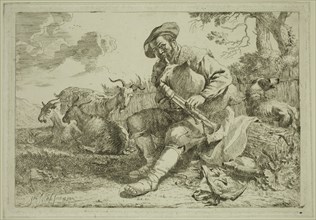 Jan Miele, Flemish, 1599-1663, The Shepherd with the Bagpipe, mid-16th century, etching printed in