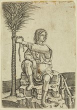 Benedetto Montagna, Italian, 1481-1558, Man Seated by a Palm Tree, between 1481 and 1558, engraving
