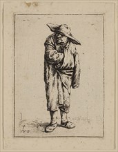 Adriaen van Ostade, Dutch, 1610-1685, Peasant Wrapped in a Cloak, ca. 1638, etching printed in