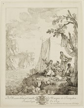 Jean Baptiste Oudry, French, 1686-1755, Les pecheurs, 18th Century, Etching and engraving printed