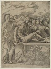 Parmigianino, Italian, 1503-1540, The Entombment, 16th century, etching printed in black ink on