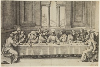 Marcantonio Raimondi, Italian, 1487-1534, after Raphael, Italian, 1483-1520, Last Supper, between