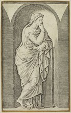 Marcantonio Raimondi, Italian, 1487-1534, after Raphael, Italian, 1483-1520, One of the Nine Muses,