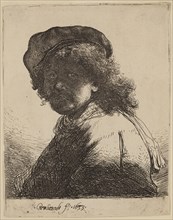Rembrandt Harmensz van Rijn, Dutch, 1606-1669, Self Portrait in a Cap and Scarf with the Face Dark: