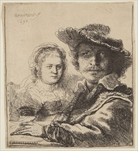 Rembrandt Harmensz van Rijn, Dutch, 1606-1669, Self Portrait with Saskia, 1636, etching printed in
