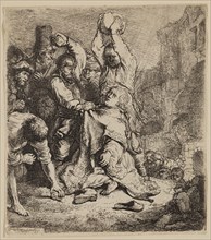Rembrandt Harmensz van Rijn, Dutch, 1606-1669, Stoning of Saint Stephen, 1635, etching printed in
