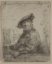 Rembrandt Harmensz van Rijn, Dutch, 1606-1669, Man in an Arbour, 1642, etching printed in black ink