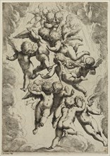 Guido Reni, Italian, 1575-1642, after Luca Cambiaso, Italian, 1527-1585, Angels in Glory, between