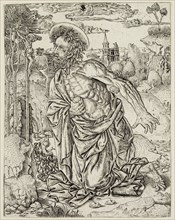 Unknown (Italian), Saint Jerome in Penitence, ca. 1500, engraving printed in black ink on laid