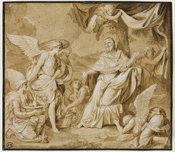 Louis Licherie, French, 1629-1687, Angels Ministering to Christ, mid-17th century, brush and brown
