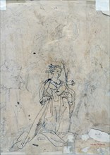 Unknown (Italian), Study for Saint Catherine, ca. 1600, pen and brown ink on tan wove paper, Sheet:
