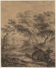 Luigi Gasparini, Italian, 1779-1814, Classical Landscape with a Distant City, 1770, pen and black