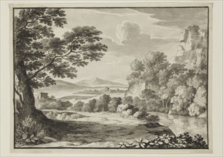 Luigi Gasparini, Italian, 1779-1814, Landscape after Claude, 18th century, pen and gray ink and