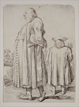 Pier Leone Ghezzi, Italian, 1674-1755, A Priest Walking and a Man Seen From the Back, between 1674