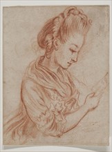 Unknown (French), Woman Reading a Letter, between 1775 and 1780, red chalk on cream laid paper,