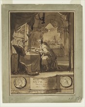 Jan Goeree, Dutch, 1670-1731, Aulus Gellius Finishing The Attic Nights, ca. 1706, pen and brown ink