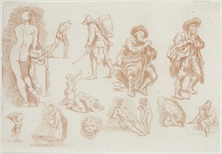 Unknown (French), Figures, between 1750 and 1770, red chalk on off-white laid paper, Sheet: 8 11/16