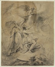 Unknown (French), The Sacrifice of Abraham, ca. 1730, black chalk with white chalk on tan laid