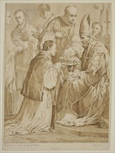Unknown (Italian), The Sacrament of Ordination, 1754, pen and black ink with brown wash on buff