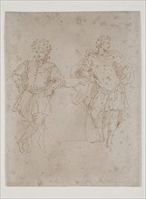 Donato Creti, Italian, 1671-1749, Two Male Figures, One in Ancient Military Dress, ca. 1700, pen