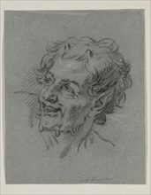 circle of Carle Van Loo, French, 1705-1765, Head of a Satyr, mid-18th century, black chalk with