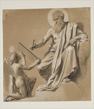Unknown (French), Matthew, 19th century, graphite pencil highlighted with white on tan paper,