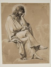 Unknown (French), Luke, 19th century, graphite pencil highlighted with white on tan paper, Sheet: