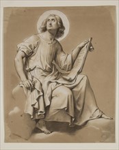Unknown (French), John, 19th century, graphite pencil highlighted with white on tan paper, Sheet: