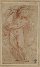 Unknown (Italian), Standing Putto with Cornucopia, between 1575 and 1600, red chalk on buff laid