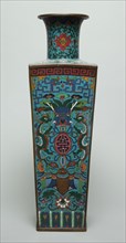 Unknown (Chinese), Vase, 19th Century, Cloisonne enamel on brass, height: 19 1/2 in.