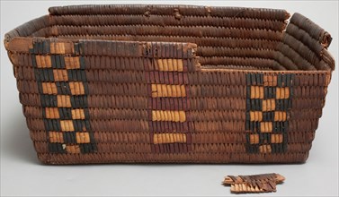 Salish, Native American, Basket with Lid, between 1890 and 1910, cedar root, cherry bark and