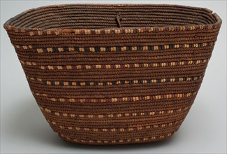 Salish, Native American, Basket, between 1890 and 1910, cedar, cherry bark, horsetail root,