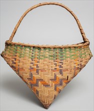 Choctaw, Native American, Basket with Handle, between 1890 and 1910, cane and aniline dye, Overall: