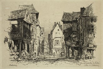 Maxime François Antoine Lalanne, French, 1827-1886, Un vieux quartier de Vitre, 1879, etching