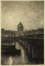 Maxime François Antoine Lalanne, French, 1827-1886, Le Pont des Arts et l'Institut, 1869, etching