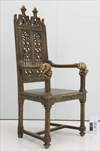 Unknown (Italian), Arm Chair, late 15th century, Wood with polychrome decoration, Overall: 49 × 22