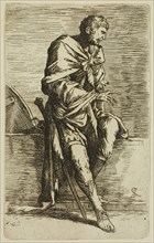 Salvator Rosa, Italian, 1615-1673, Soldier Seated on a Wall, 17th century, etching printed in black
