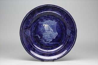 Falls of Mount Morency, Quebec Plate, between 1820 and 1840, white earthenware with blue