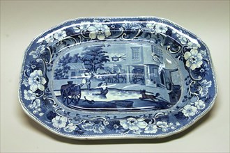 Dr. Syntax Amused with Pat in the Pond Platter, 19th Century, Transfer-printed glazed earthenware,