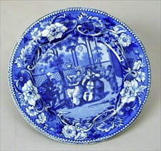 The Garden Trio Plate, 19th Century, Transfer-printed glazed earthenware, Height x diameter: 1/2 x