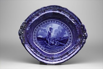 Arms of Virginia Flat Dish, between 1826 and 1830, white earthenware with blue transfer-printed