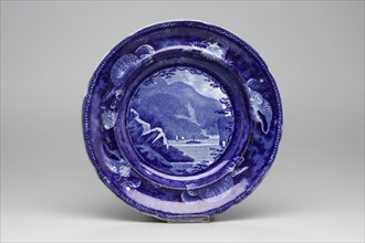 Highlands at West Pointe, Hudson River Plate, between 1820 and 1840, white earthenware with blue
