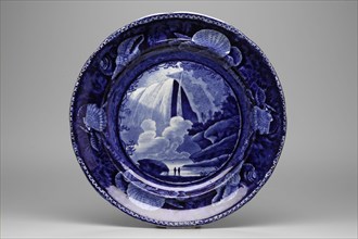 Table Rock, Niagara Plate, between 1820 and 1840, white earthenware with blue transfer-printed