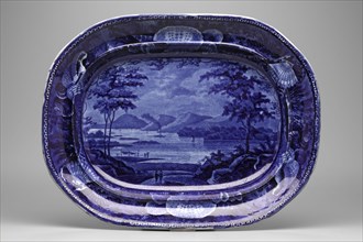 Lake George, State of New York Platter, between 1820 and 1840, white earthenware with blue