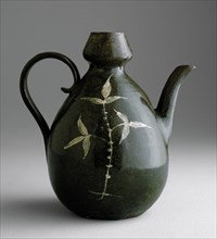 Unknown (Korean), Ewer with Ginseng Plant Design, 12th - 13th century, Stoneware with slip